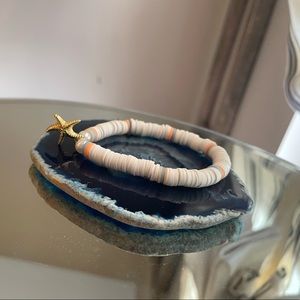 Beautiful handcrafted clay bee bracelet with colorful accent beads gold charms